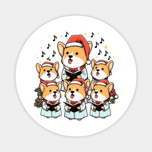 Corgi Carolers Christmas Singing Dog Choir Robes Magnet by Frank Ring